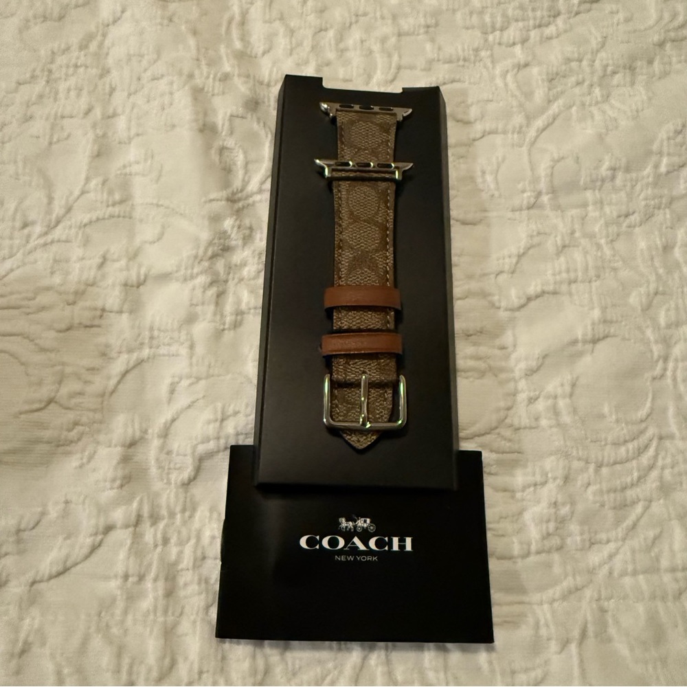 COACH ,NY Brown and Tan Watch Band for Apple Watch - Picture 3 of 5